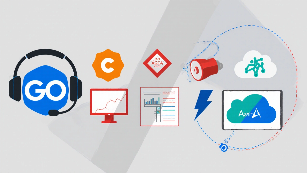 Illustrated collage of five fast-track trade certificates with icons and colors.